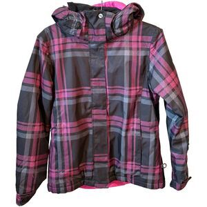 Roxy 8K Pink Plaid Snowboard Ski Jacket Womens Small Hooded